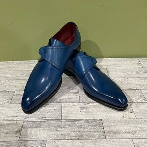 Emilio Franco men Blue Leather calf Dress Shoes